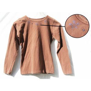 Vintage Organic Barclay Blue Fish Top - Rust-color with Hand Block Printing